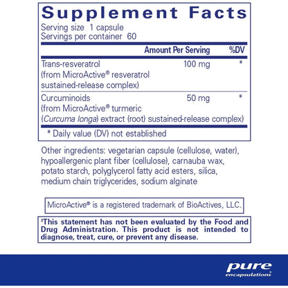 Capsulas Hipoalergenicas Longevidad Apoyo Cardiovascular Resveratrol Curcumina