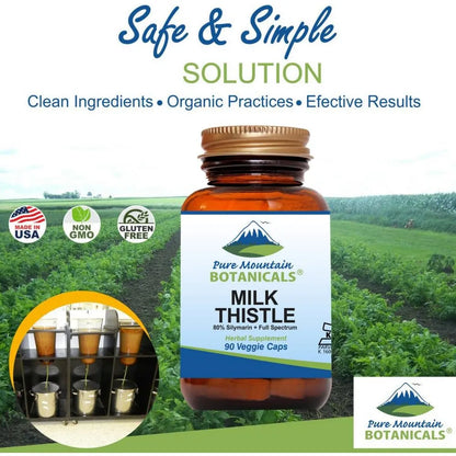 Capsulas De Cardo Mariano Organico 90 Unidades Con Extracto Pure Mountain Botanicals