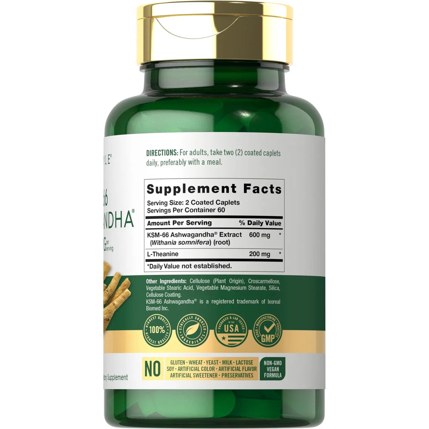 Ashwagandha KSM66 600mg Con LTeanina 120 Comprimidos Vegano Sin Gluten