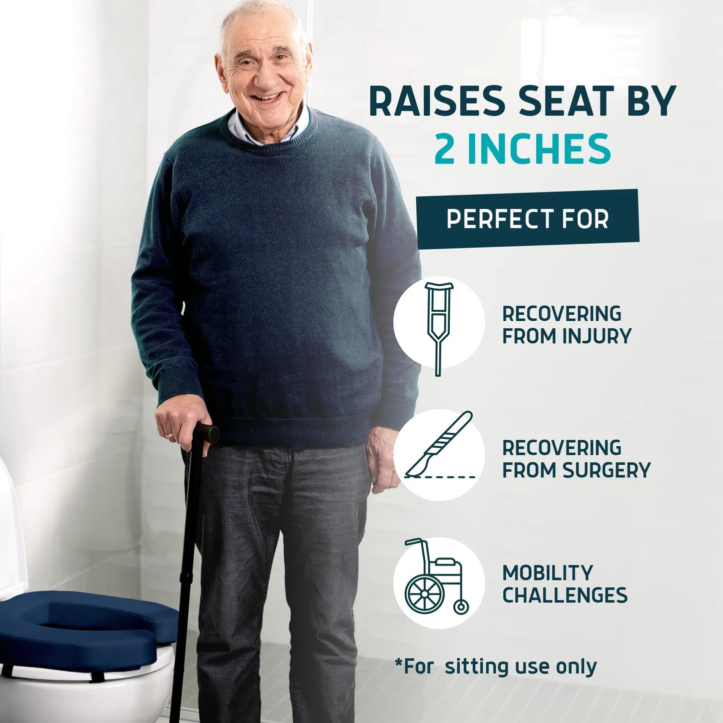 Elevador De Asiento Inodoro Personas Mayores 5 Cm Comodidad Seguridad