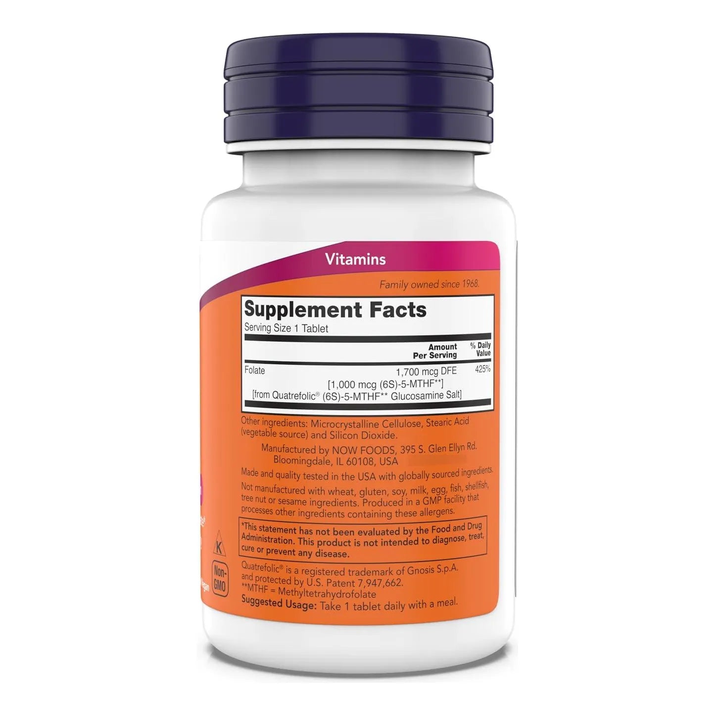 Folato Metabolico 1000 Mcg 180 Tabletas Metilfolato Activo Vegano