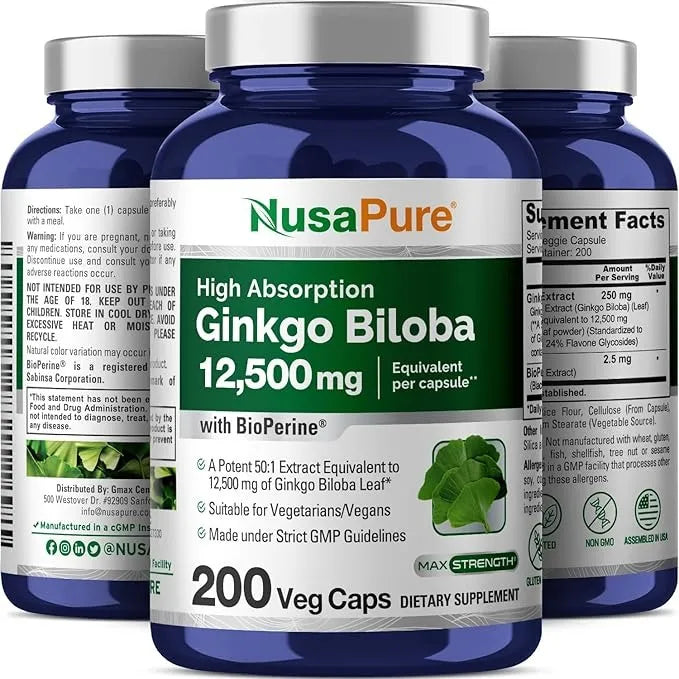 Extracto De Ginkgo Biloba Vegetal 200 Cápsulas Nusapure - Imagen 4