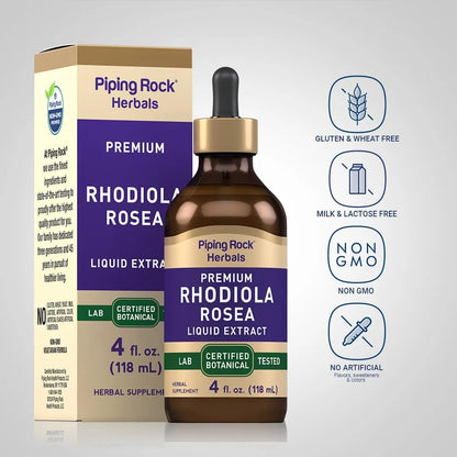 Tintura De Rhodiola Rosea 120 Ml Extracto Líquido Premium Sin Alcohol Vegano