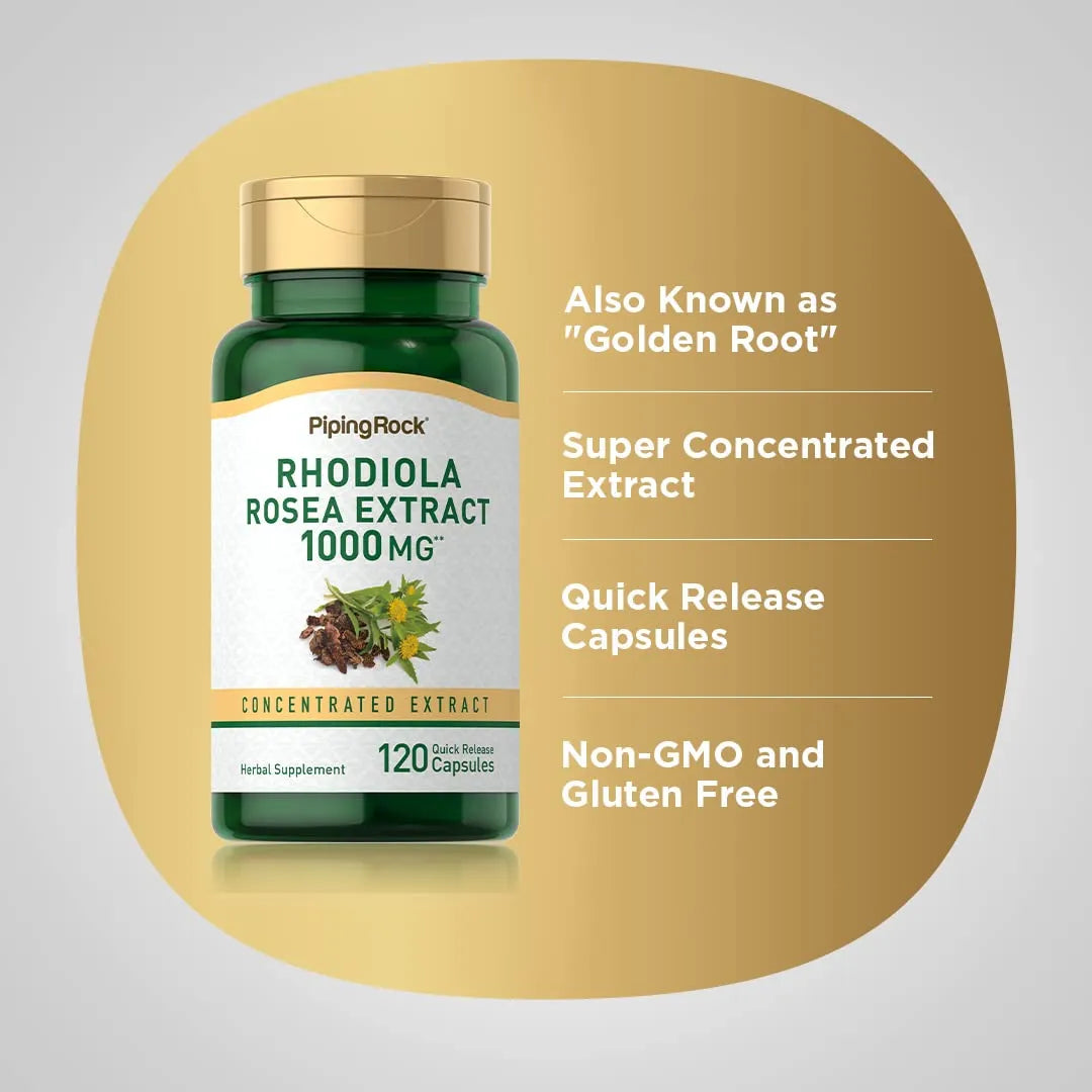 Extracto De Rhodiola Rosea 1000 Mg 120 Cápsulas Energía Natural