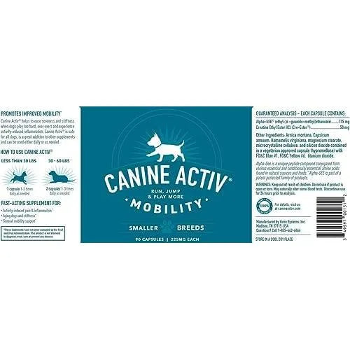 Capsulas Canine Activ Alivio Dolor Articular Perros Pequeños Con AlphaGee