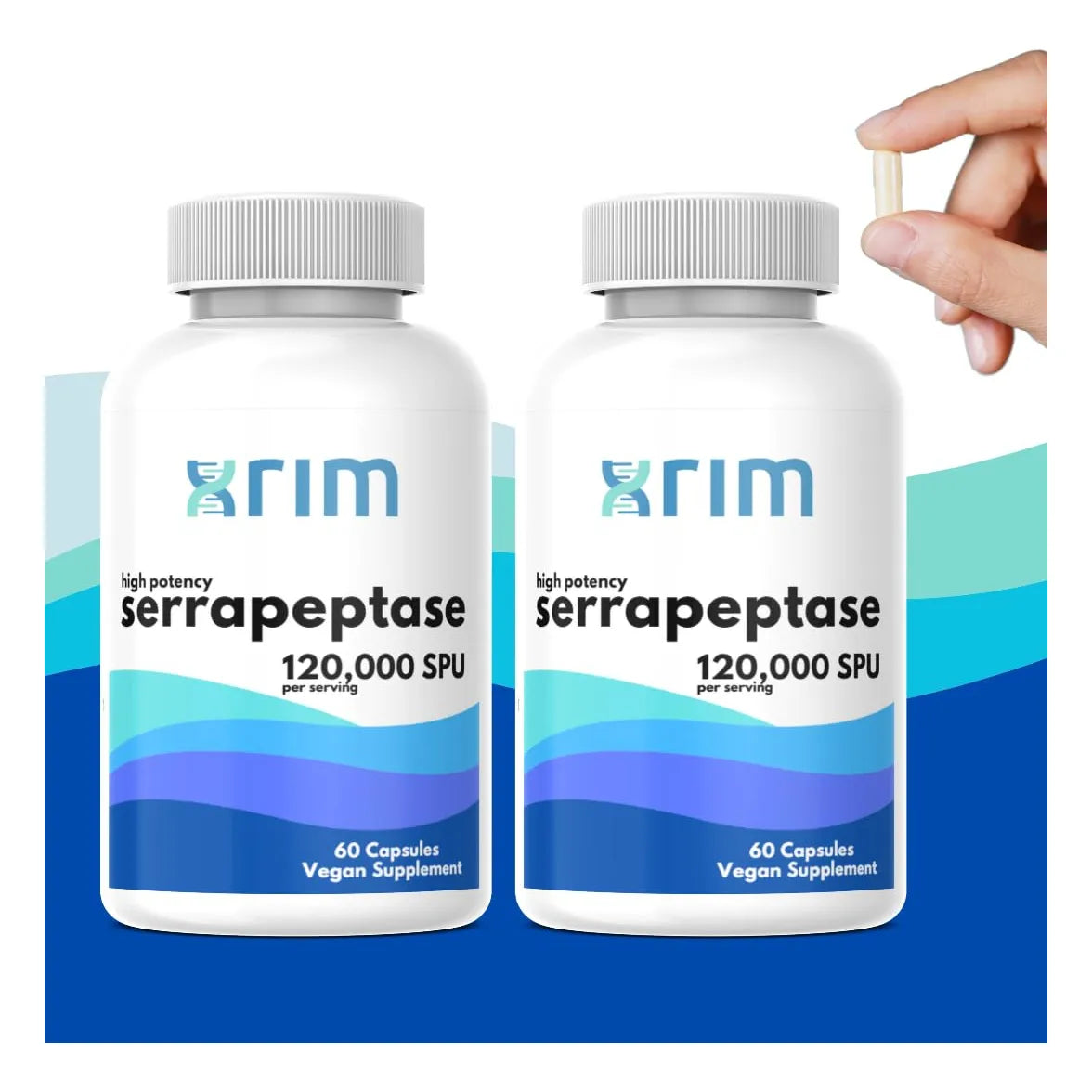 Suplemento De Enzima Serrapeptasa 120000 SPU 60 Cápsulas Veganas Respiración Y Digestión Óptimas