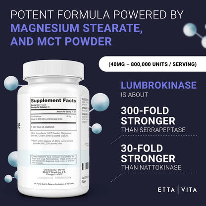 Cápsulas De Lumbroquinasa 40 Mg 800000 Unidades Apoyo Cardiovascular Y Digestivo