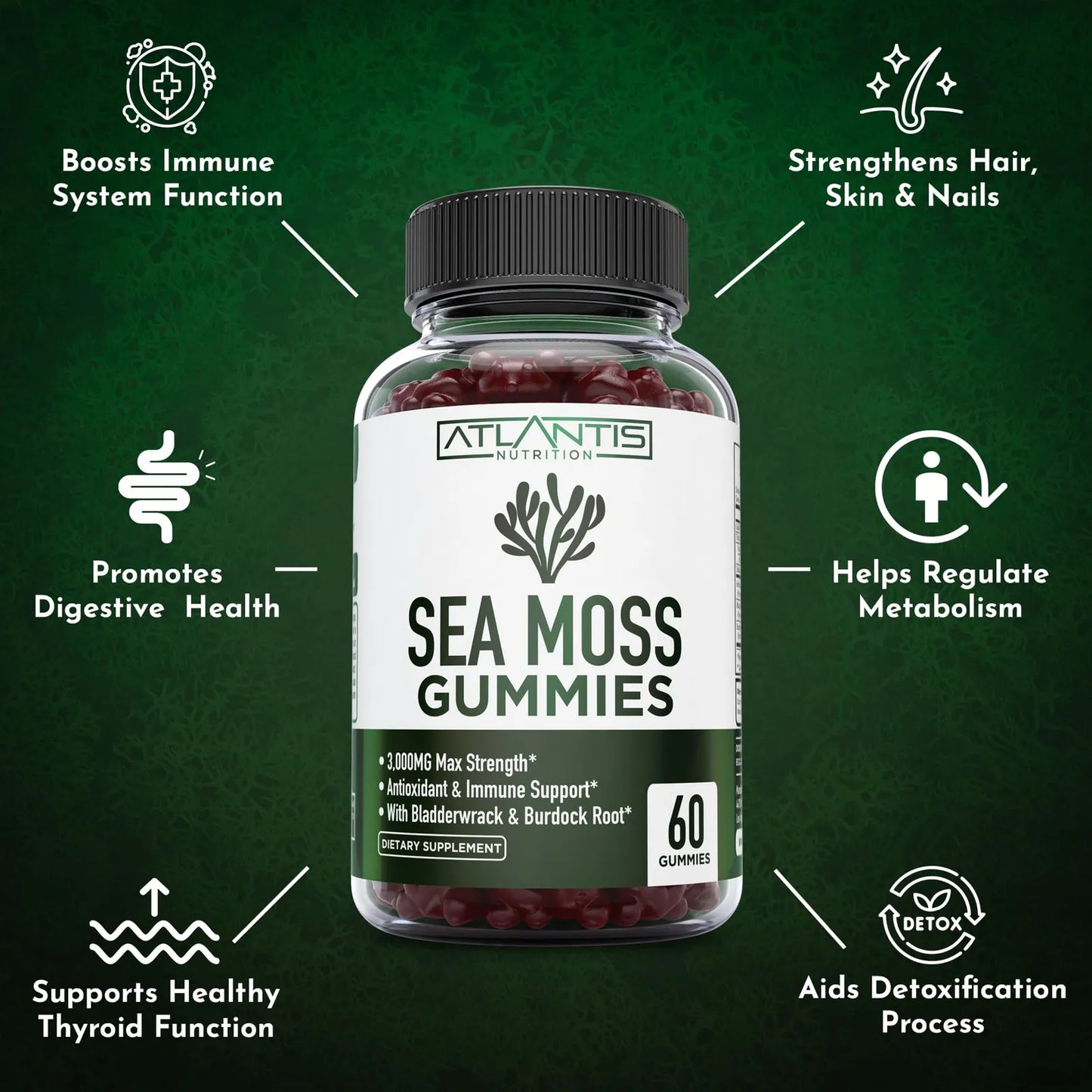 Gomitas De Musgo Marino Irlandés 3000 Mg Con Vitaminas Y Minerales