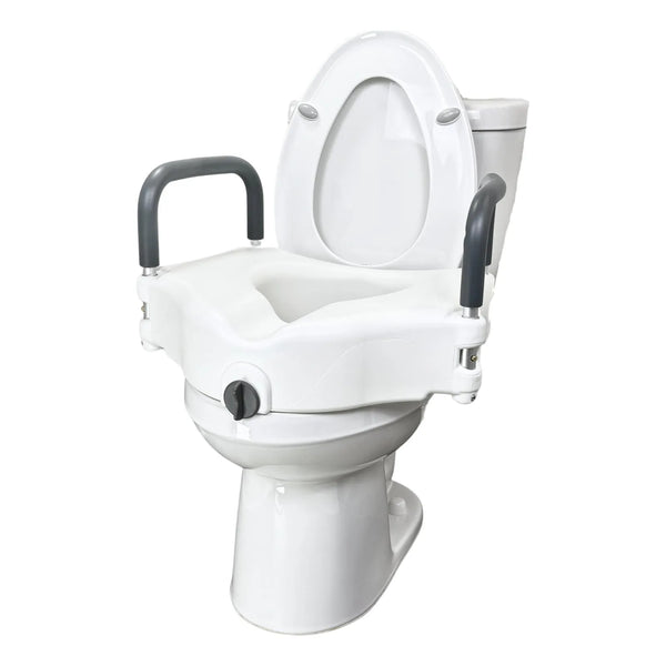 Asiento Elevado Para Inodoro Con Brazos Acolchados Altura Extra 5 Pulgadas Soporte Ergonomico