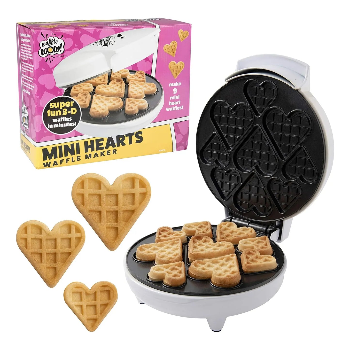 Mini Wafflera Corazones 9 Figuras Tamaños Surtidos Desayuno Regalo