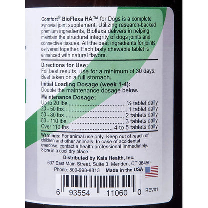 Comfort BioFlexa Suplemento Articular Para Perros Con Acido Hialuronico 60 Tabletas
