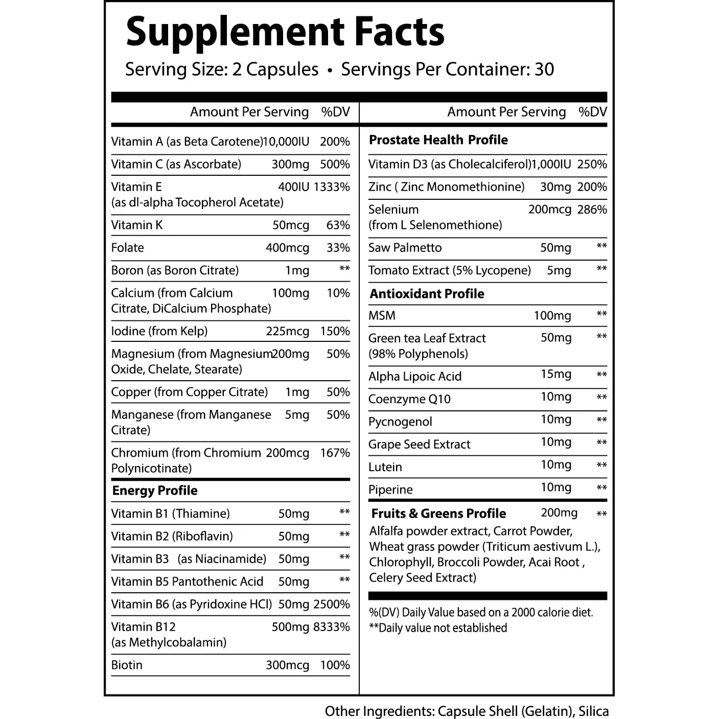Multivitamínico Masculino Completo Con Frutas Y Verduras Soporte Energía Y Próstata