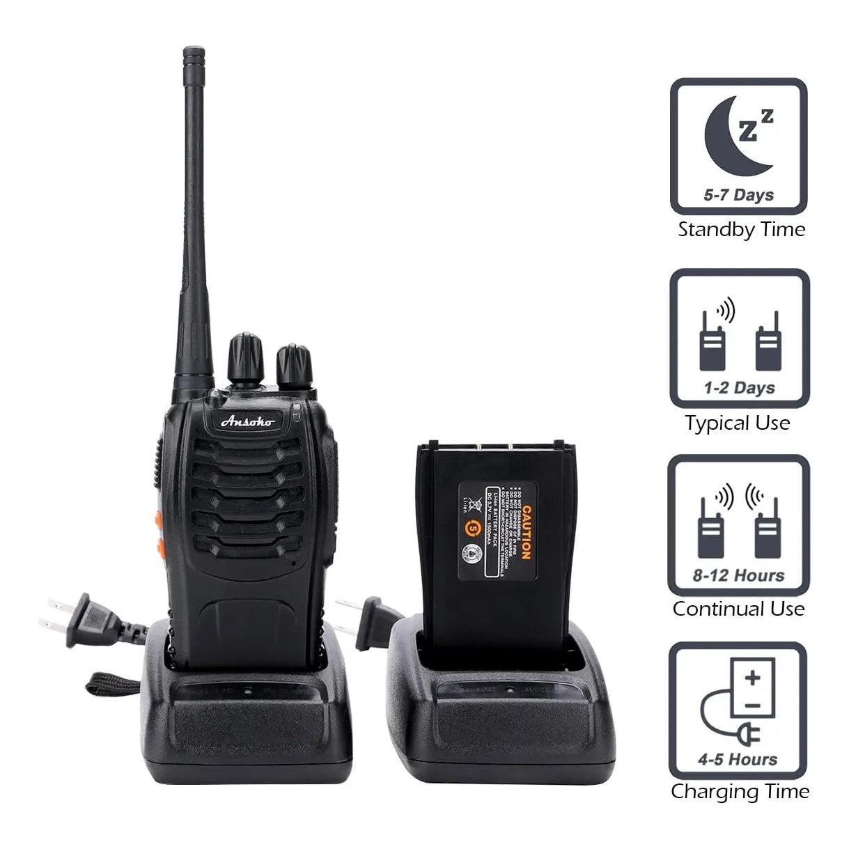 Walkie Talkies Ansoko Ultraportatiles 10 Unidades Recargables Largo Alcance 16 Canales