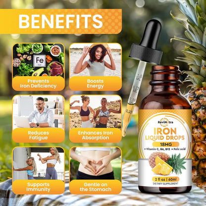 Duo De Hierro Liquido Con Folato Vitamina C B6 B12 Para Anemia Y Energia