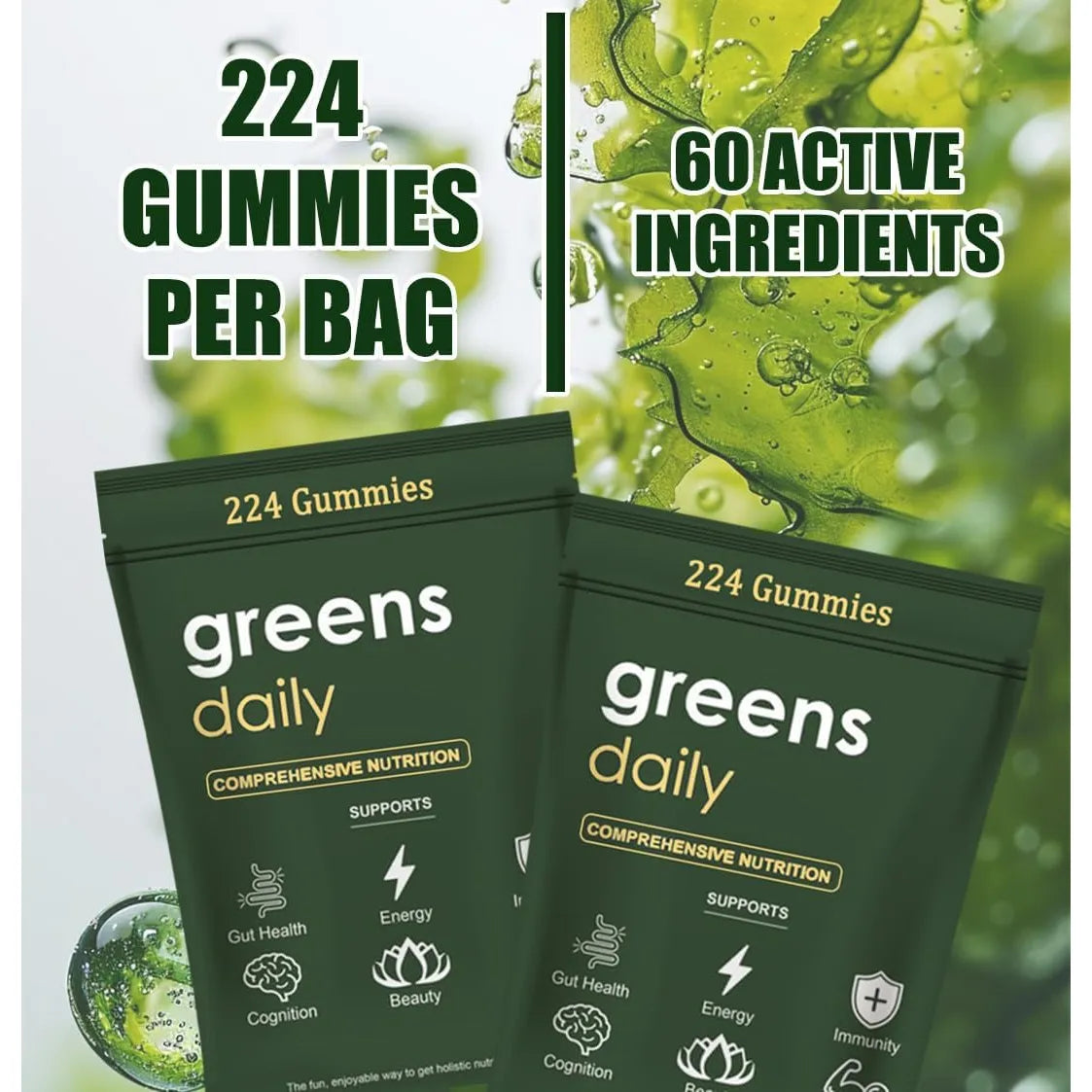 Gomitas Diarias De Clorella Espirulina Salud Digestiva Energia Natural 224 Gomitas