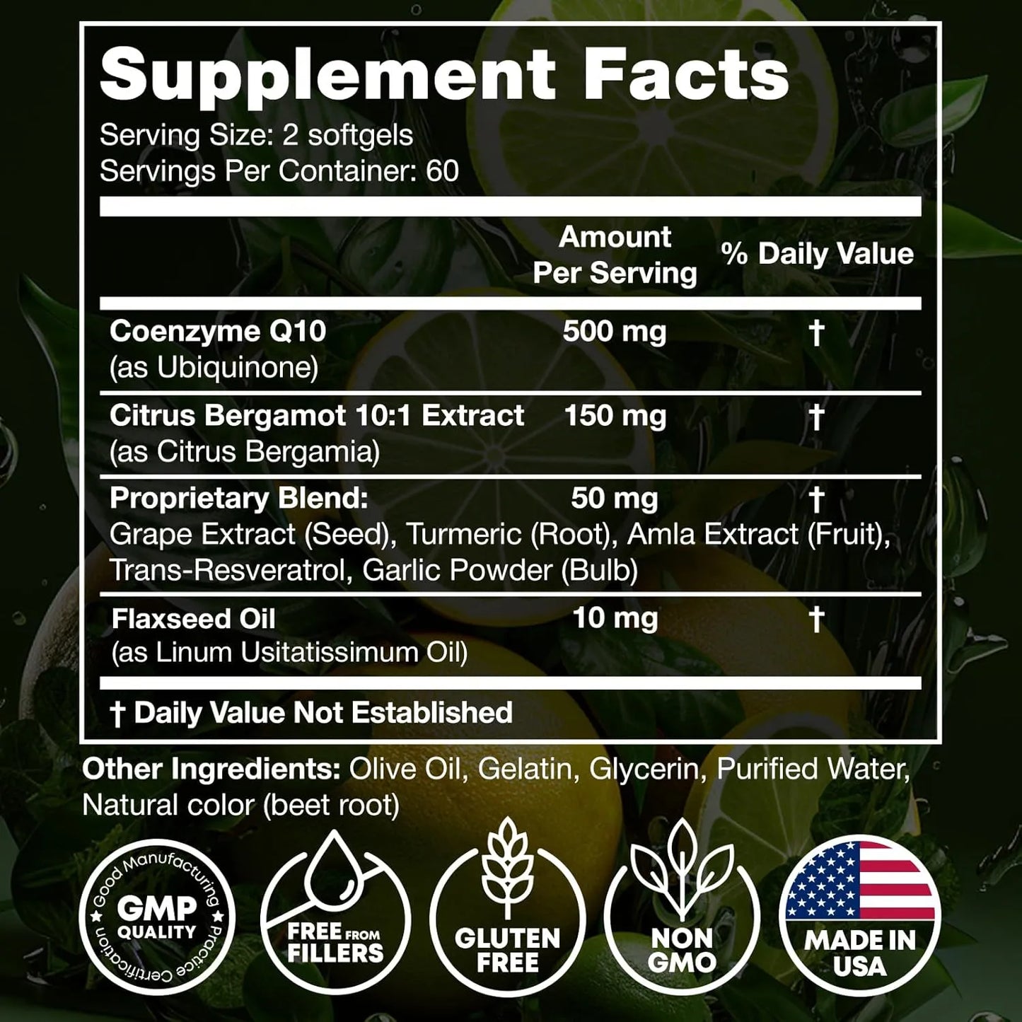 Coq10 Alta Absorción 500 Mg 120 Cápsulas Blandas Energía Salud Corazón