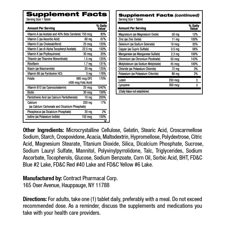 Earths Splendor Vitaminas Diarias Adultos 50+ Bienestar General 120 Tabletas