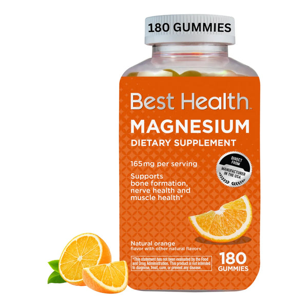 Gomitas De Magnesio Sabor Naranja 165 Mg 180 Unidades Salud Muscular Y Osea