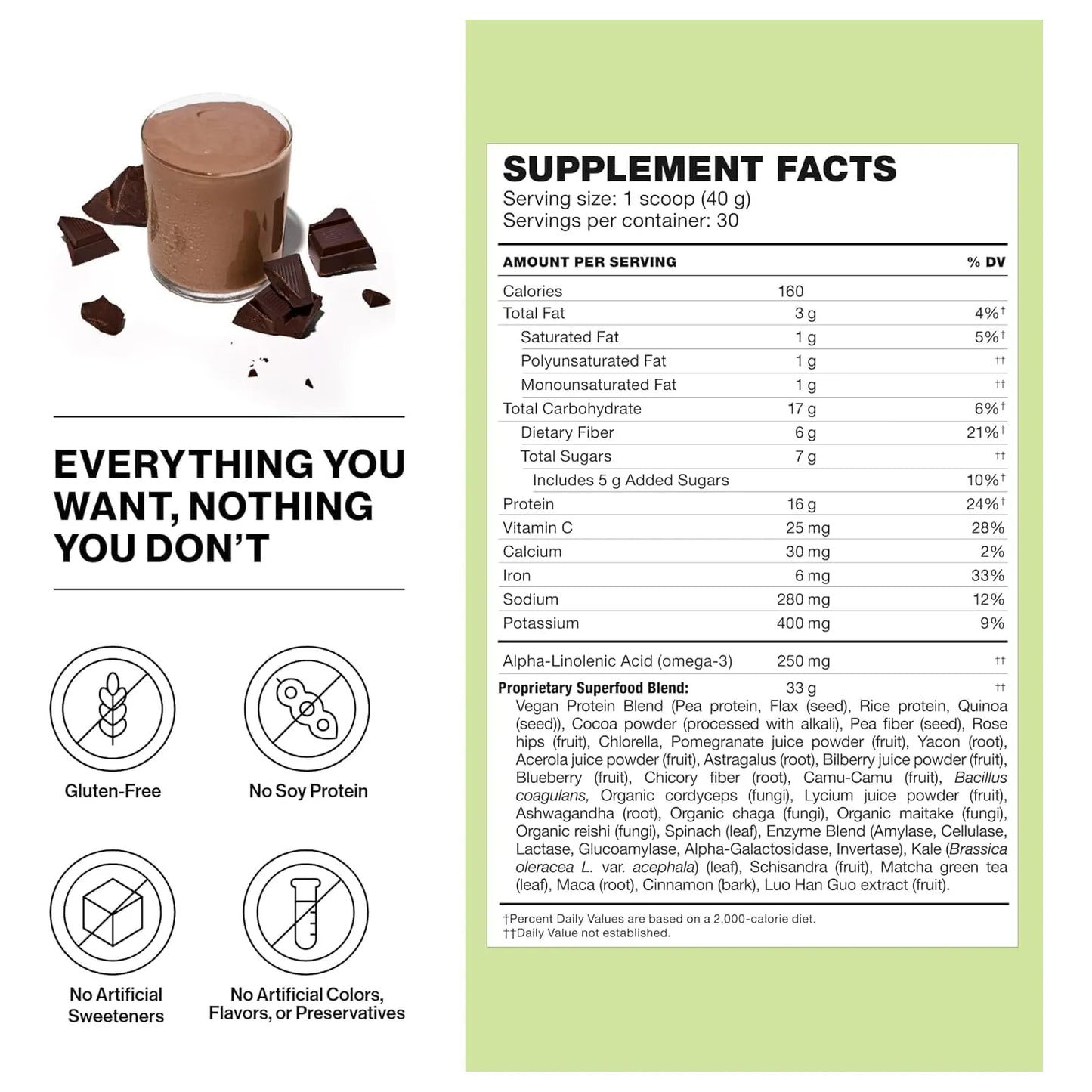 Proteína Vegetal En Polvo Superalimento Chocolate Pérdida Peso Músculos Magros
