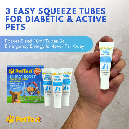 PetTest New Energy Boost Glucosa SOS Para Mascotas Sabor Carme Recuperacion Rapida