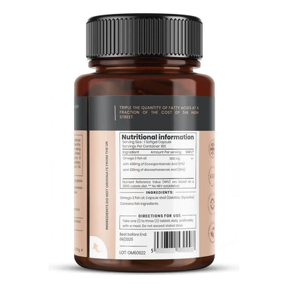 Omega 3 Triple Fuerza 1000 Mg 180 Capsulas Suministro Para 6 Meses