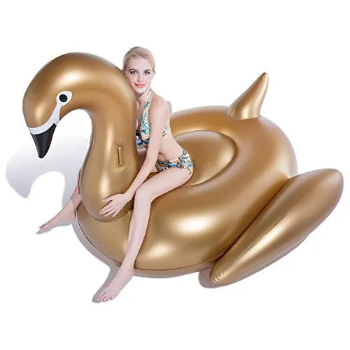 Jasonwell Gigante Inflable Golden Swan Pool Float Cisne Dorado Para Piscina