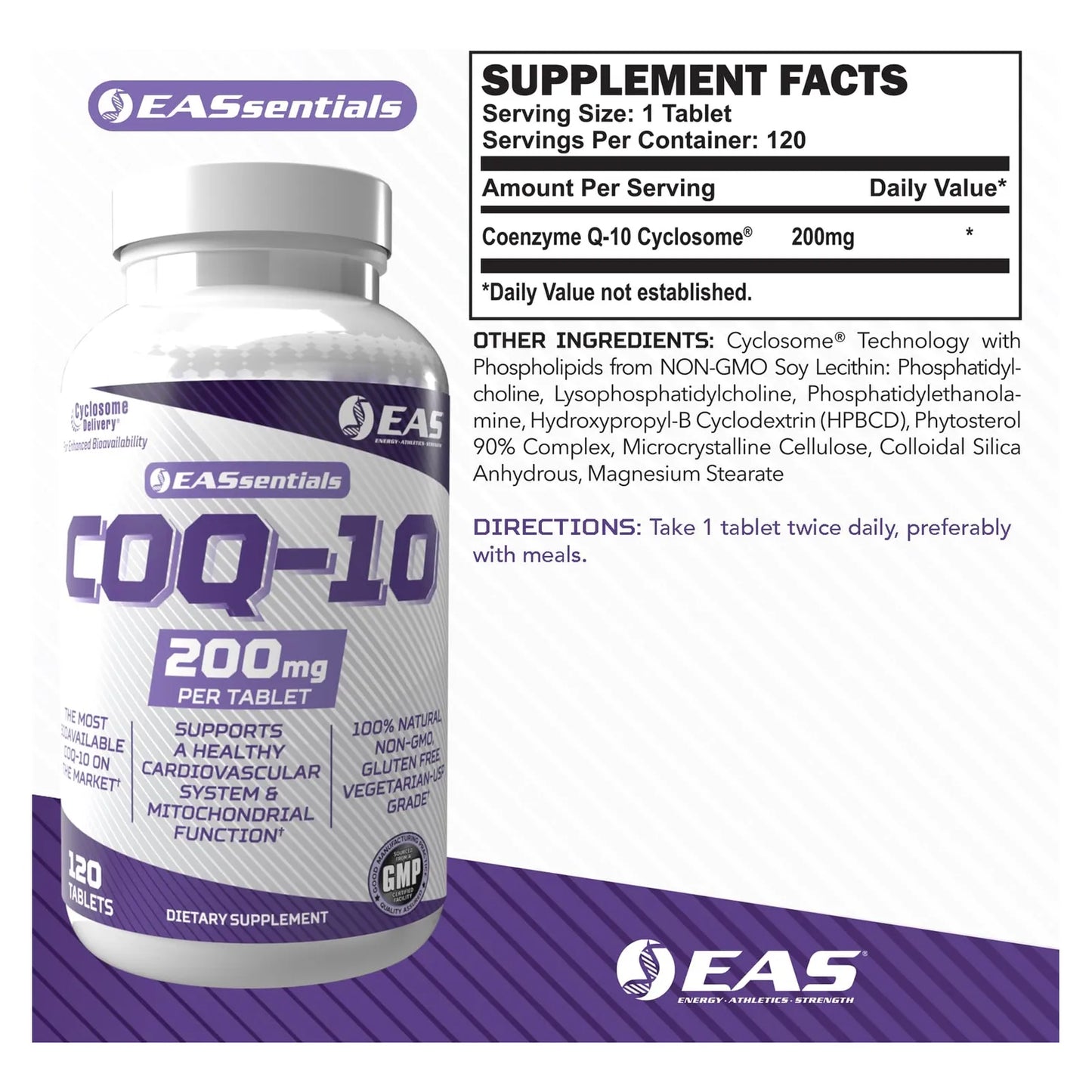 Coq10 200mg Con Tecnologia Cyclosome Antioxidante Para Corazon Y Energia 120 Tabletas