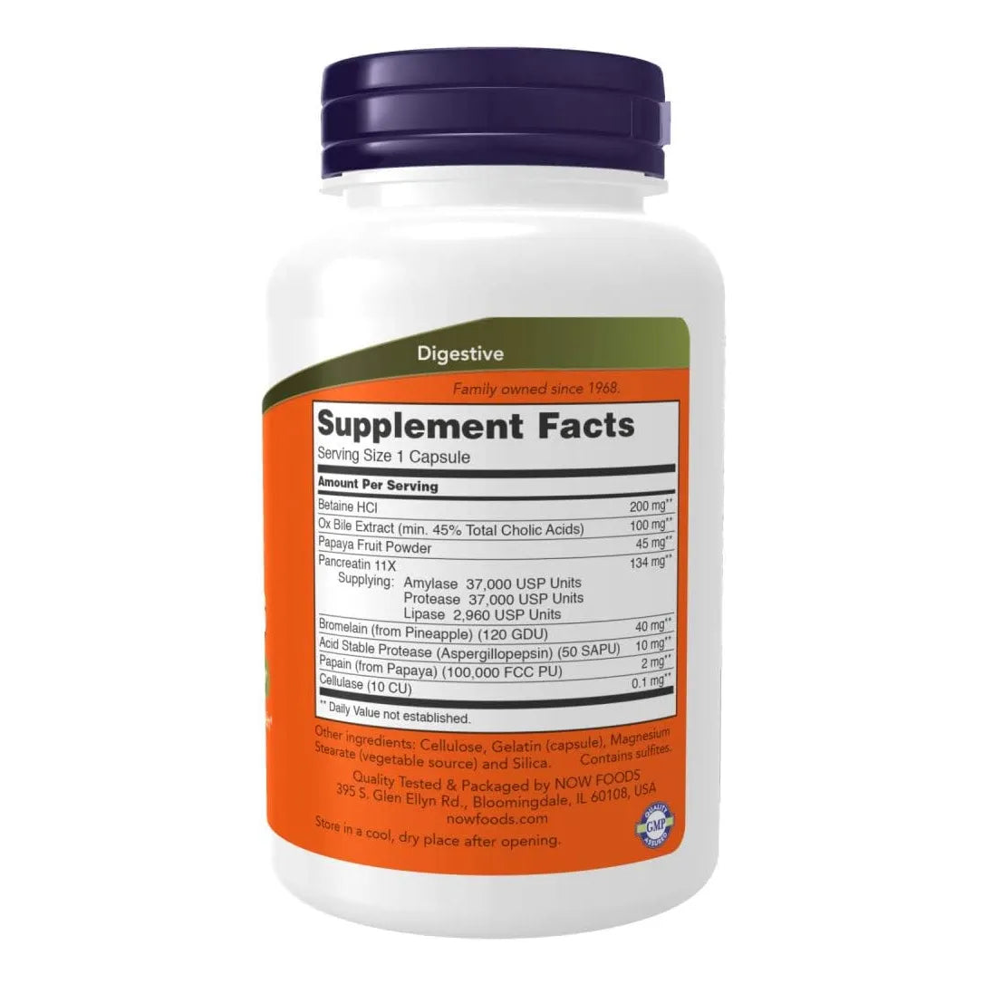 Super Enzymes Now Foods 180 Caps Digestión Saludable Enzimas Bromelina Bilis De Buey
