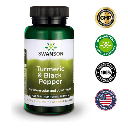 Suplemento De Cúrcuma Y Pimienta Negra Orgánica Swanson Para Articulaciones Y Digestión