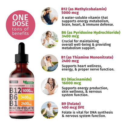 Gotas Sublinguales De Vitamina B12 Y B6 5000 Mcg Energia Y Enfoque