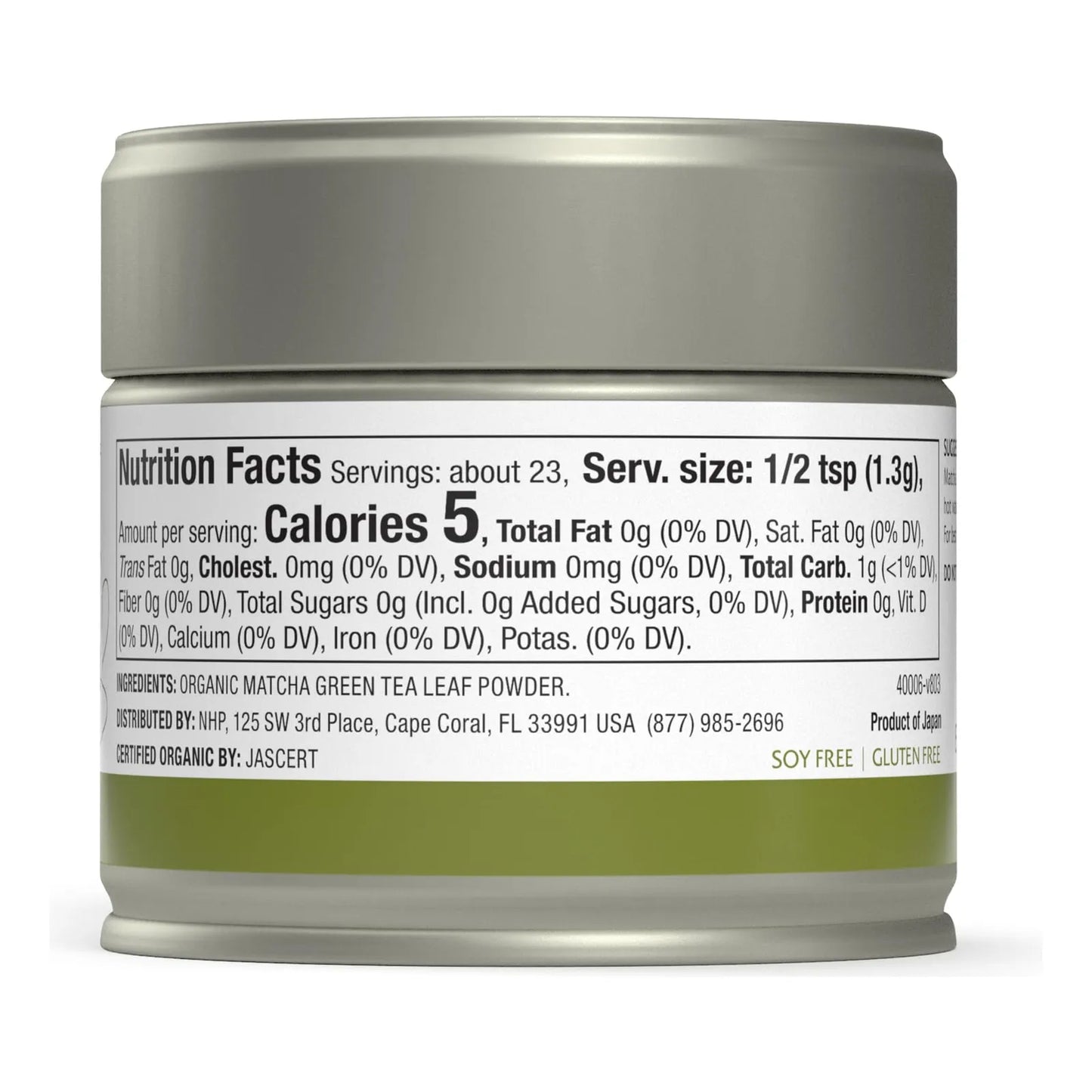 Té Verde Ceremonial Matcha Orgánico Solspring 23 Porciones Lata Premium