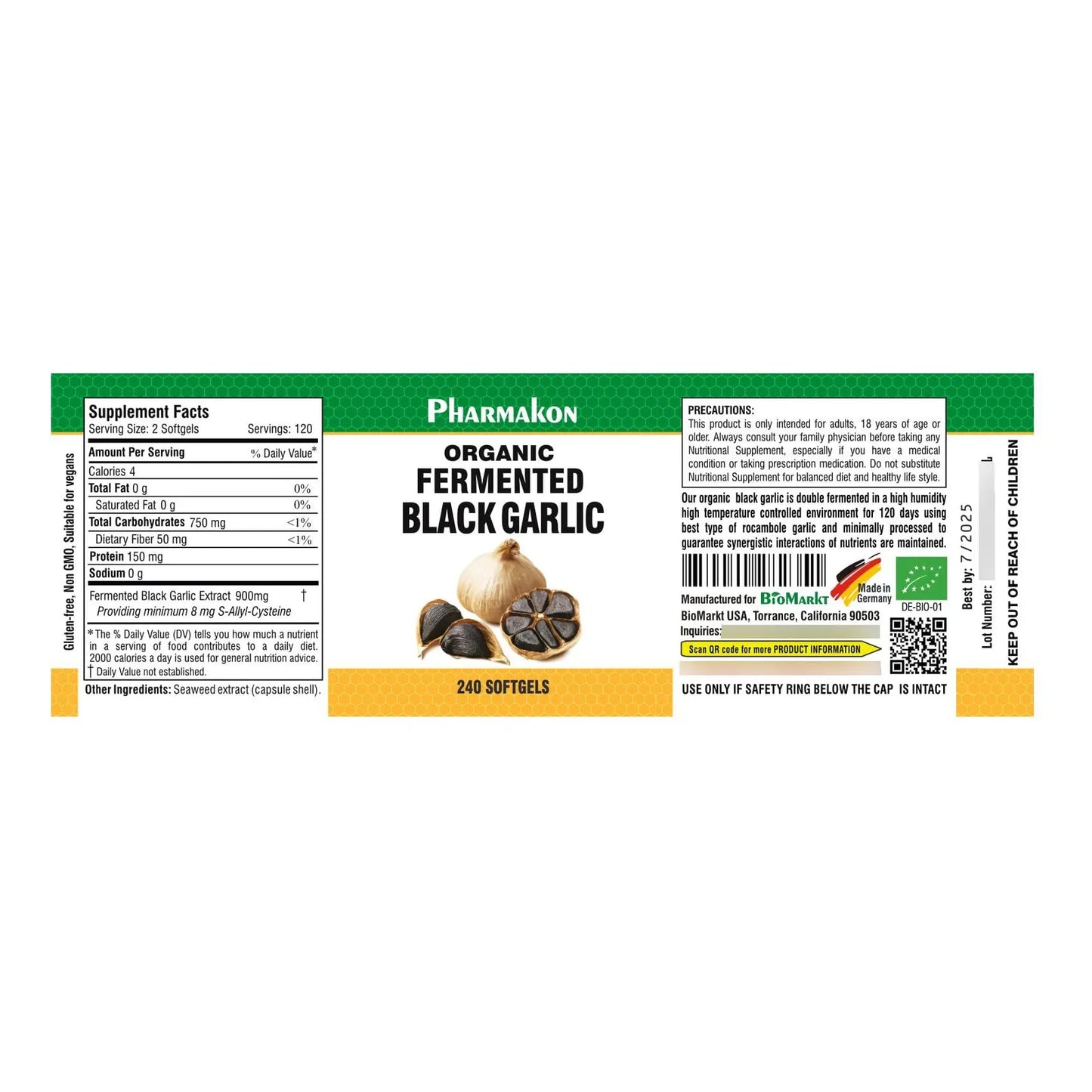 Ajo Negro Envejecido Organico Capsulas Blandas Biodisponible 240 Unidades