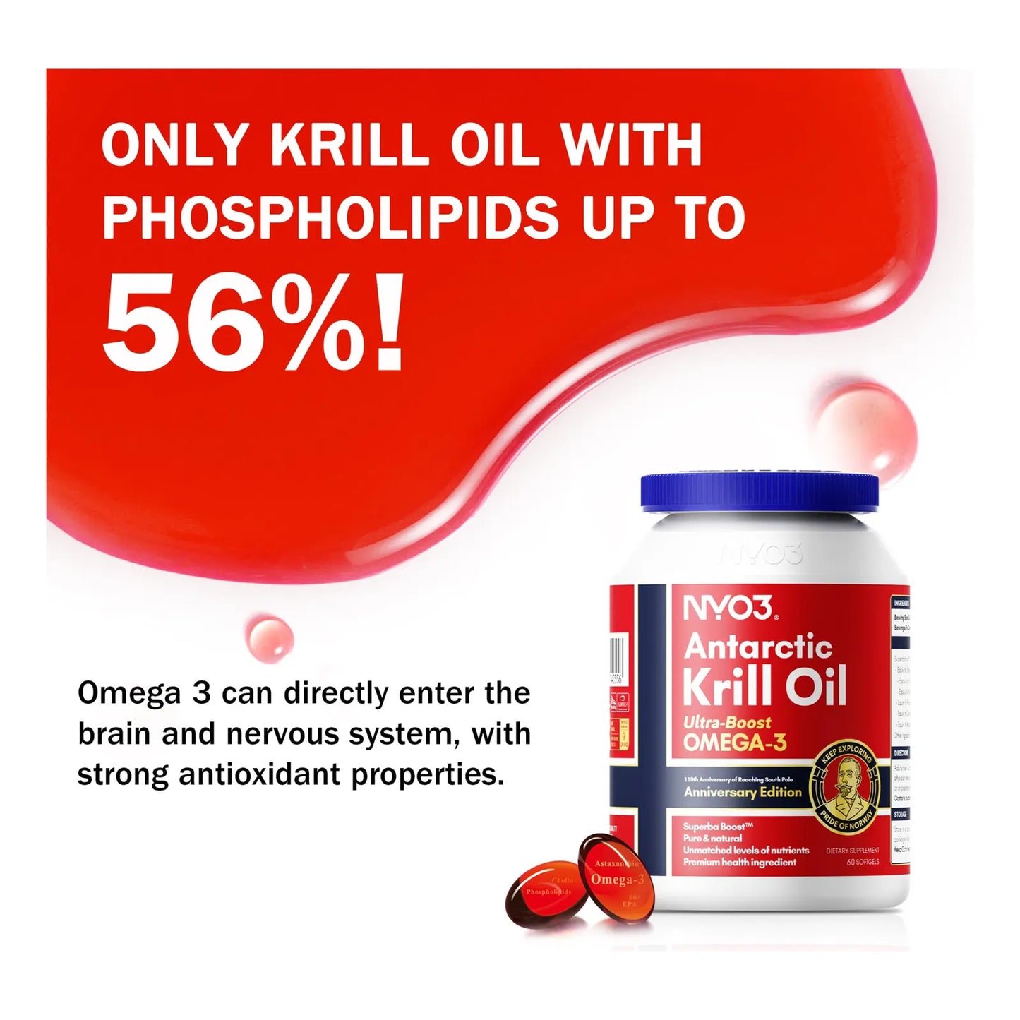 Aceite De Krill Antártico 1000mg 60 Cápsulas Blandas Omega 3 EPA DHA