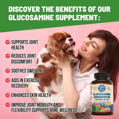 Suplemento Articular Glucosamina Condroitina MSM Curcuma Alivia Dolor Rigidez