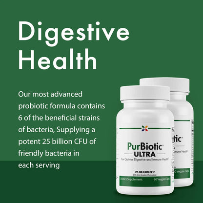 PurBiotic Ultra 25 Billones De CFU Probiótico Para Salud Digestiva E Inmune 60 Cápsulas