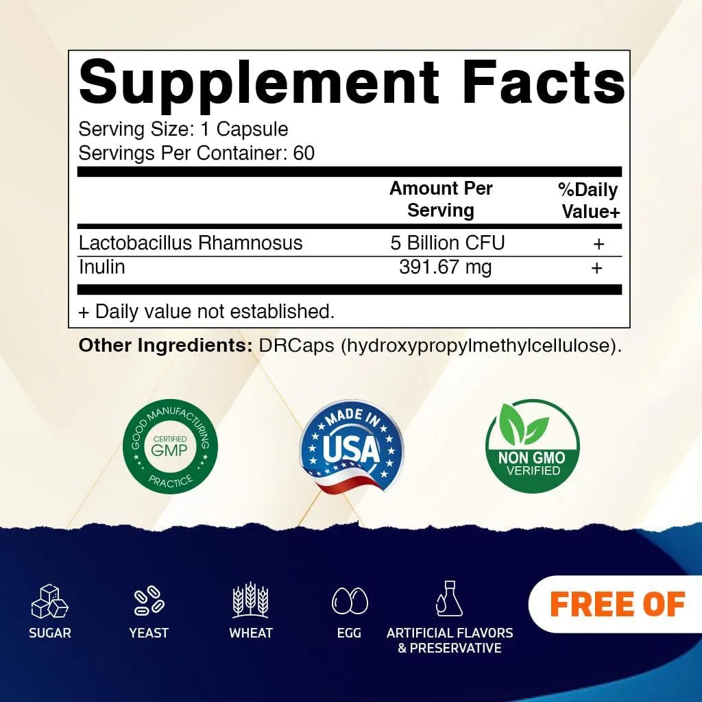Capsulas Lactobacillus Rhamnosus 5 Mil Millones Apoyo Digestivo E Inmunologico 60 Unidades