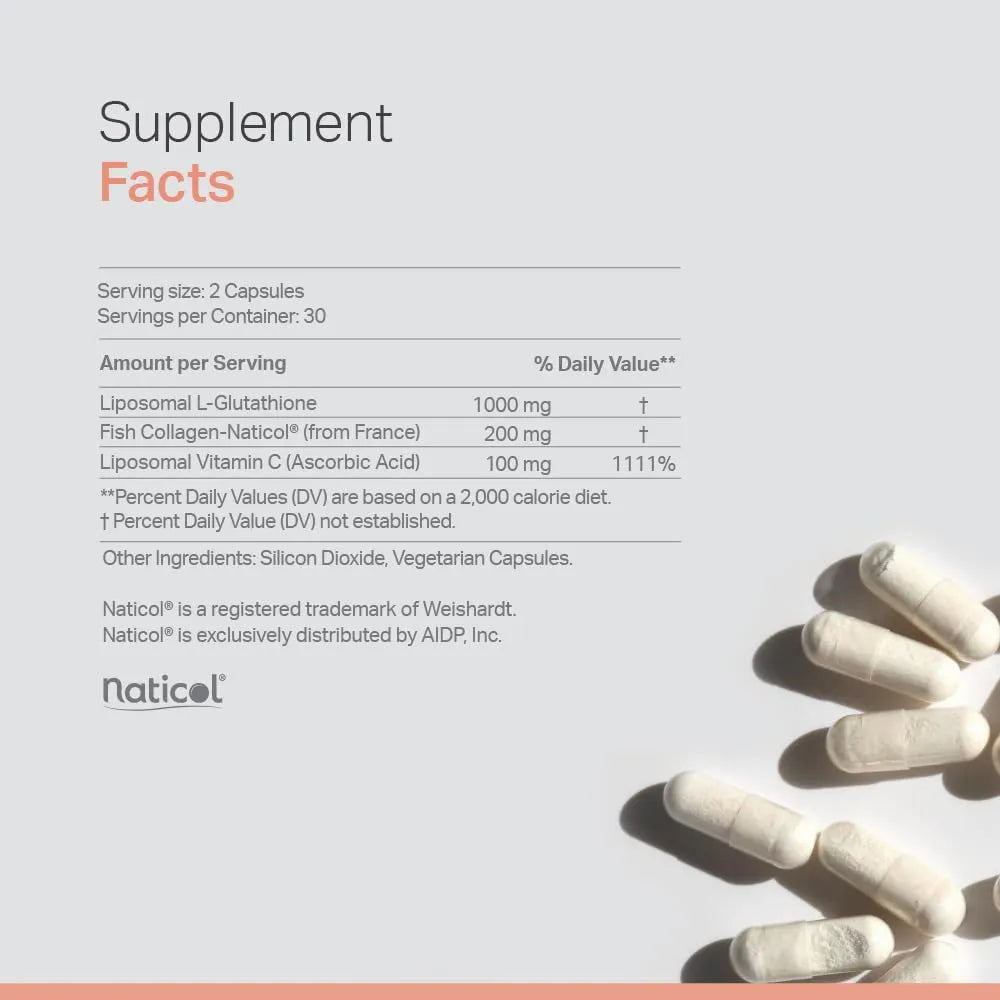 Suplemento Glutatión Liposomal Colágeno Marino Vitamina C Piel Radiante