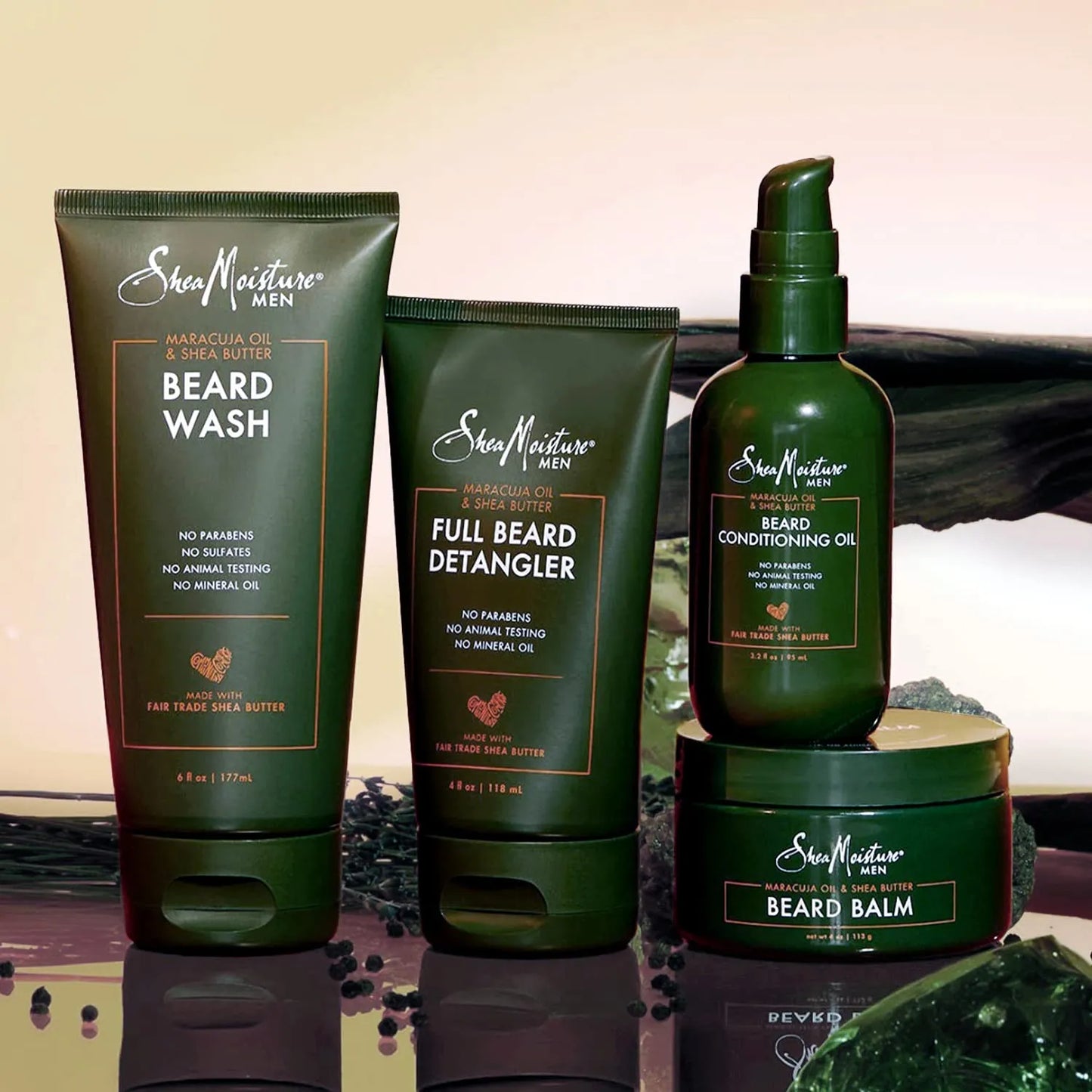 Kit Completo Para Barba Shea Moisture Lavado Balsamo Aceite Y Acondicionador