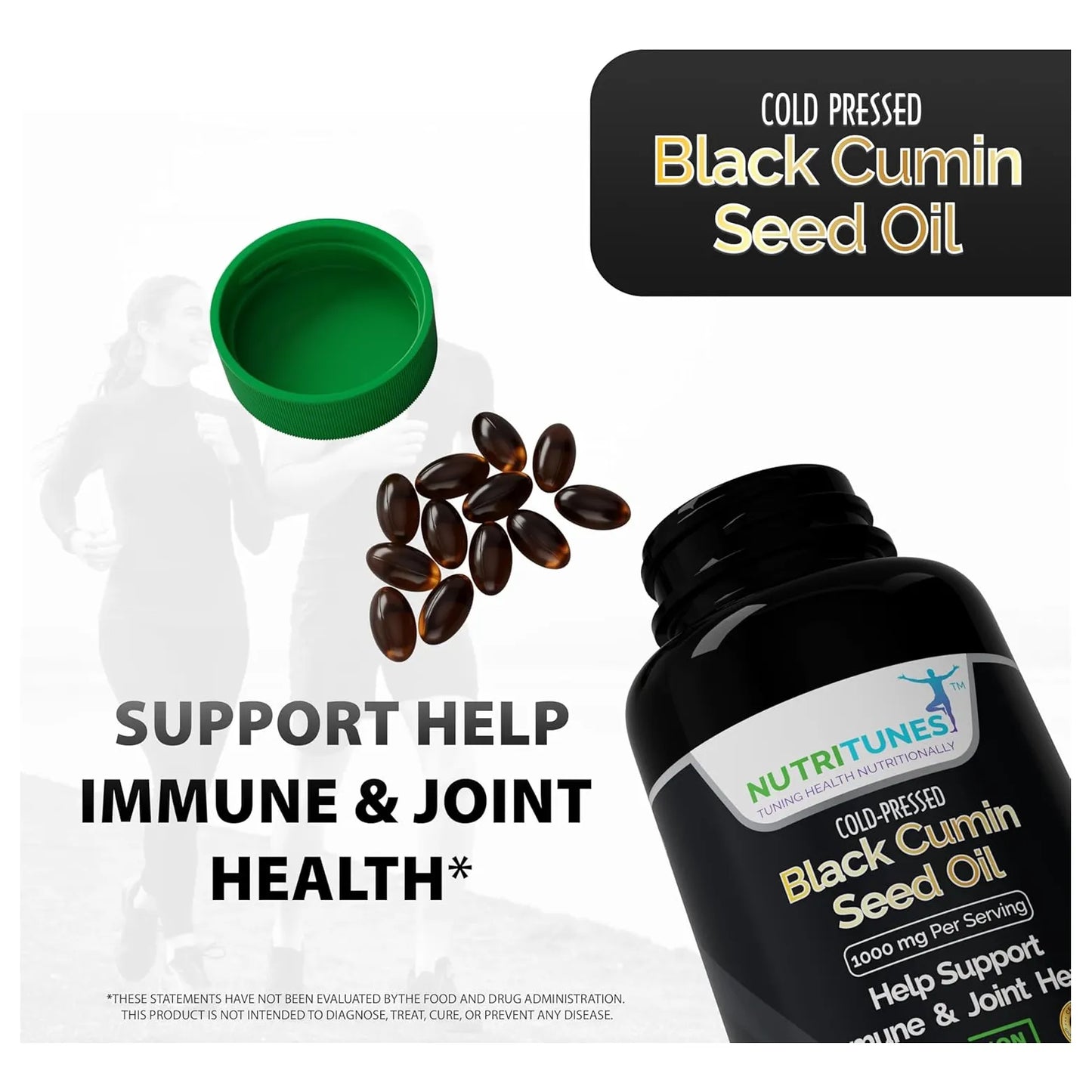 Aceite De Semilla De Comino Negro 1000 Mg Prensado En Frio Suplemento Vegano Para Salud Inmune Y Digestiva