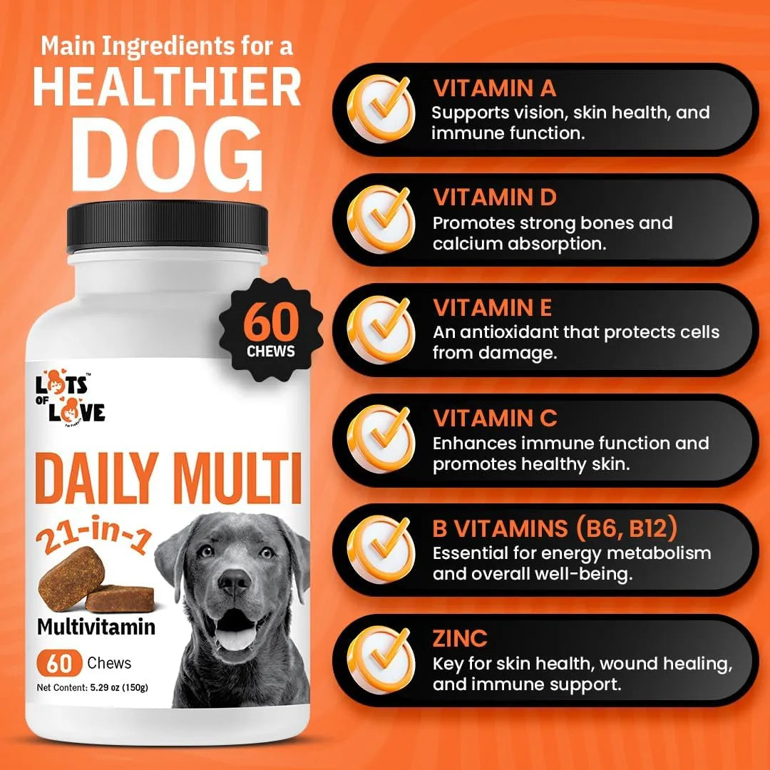 Masticables Multivitamínicos Diarios Para Perros 60 Unidades Salud Y Vitalidad