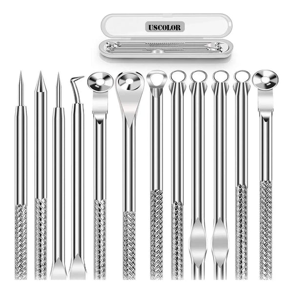 Kit Eliminacion Puntos Negros Doble Cabezal Extractor Comedones Acero Inoxidable