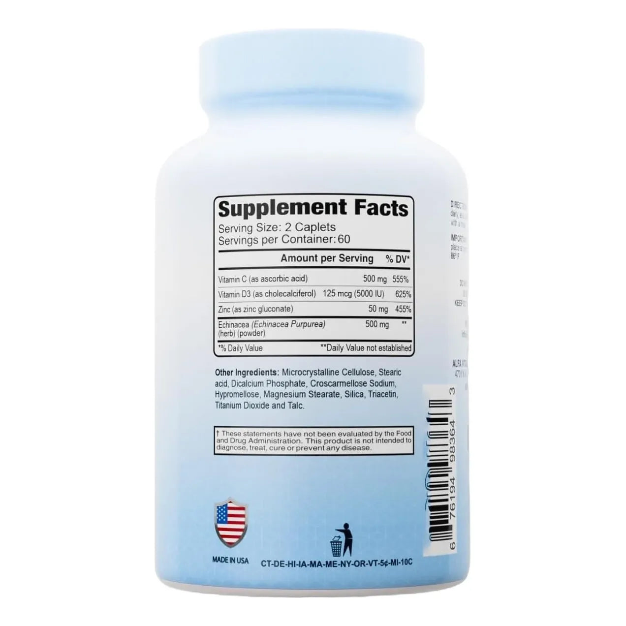 Suplemento Inmunologico Zinc Vitamina C D3 Equinacea 120 Capsulas Alfa Vitamins