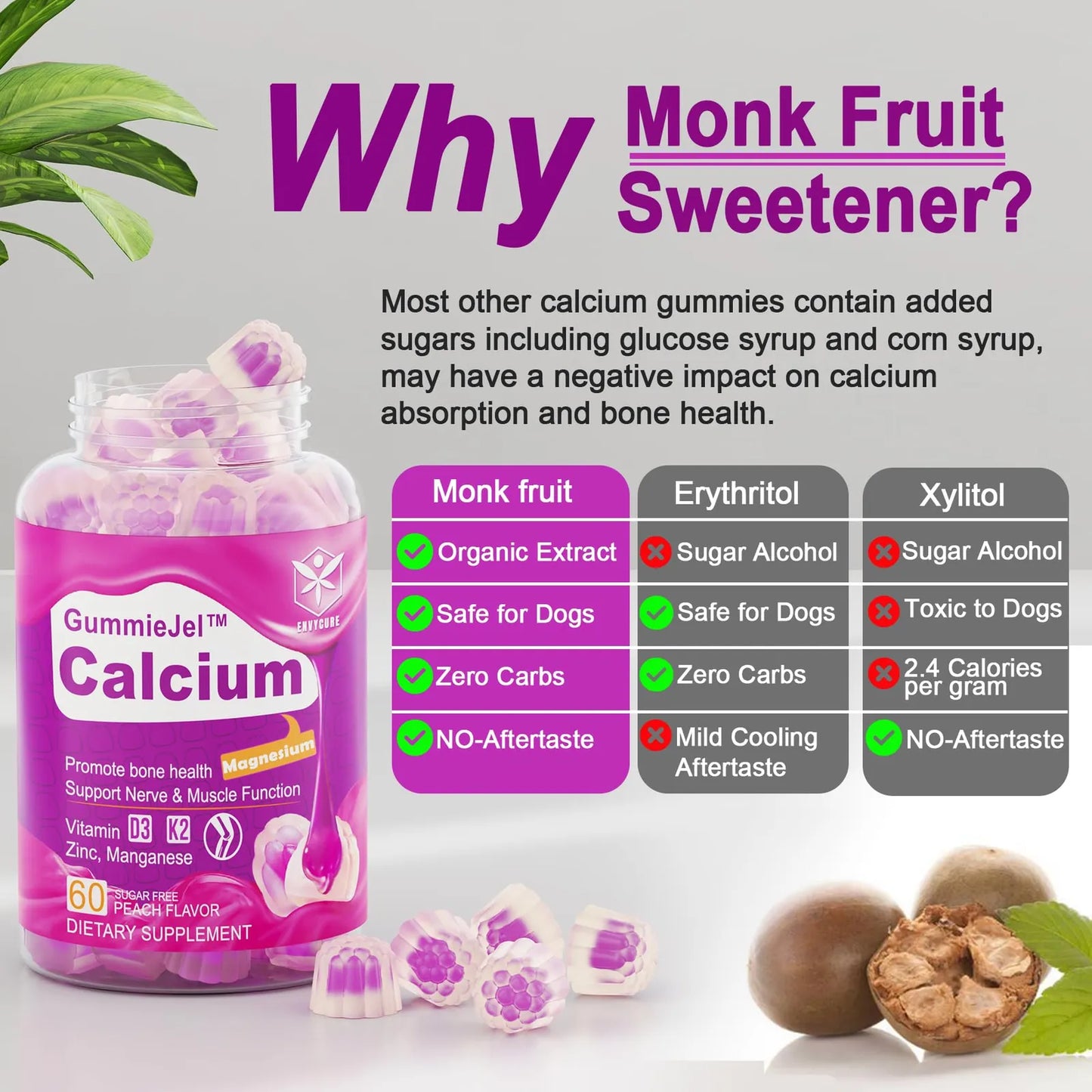 Gomitas De Citrato De Calcio 1000 Mg Con Vitamina D3 K2 Magnesio Zinc Para Huesos Fuertes