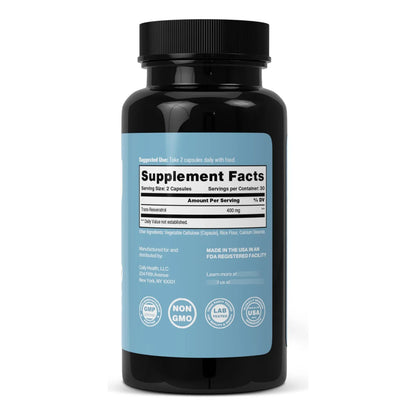 Trans Resveratrol 400mg Suplemento Longevidad Salud Celular Alta Absorcion