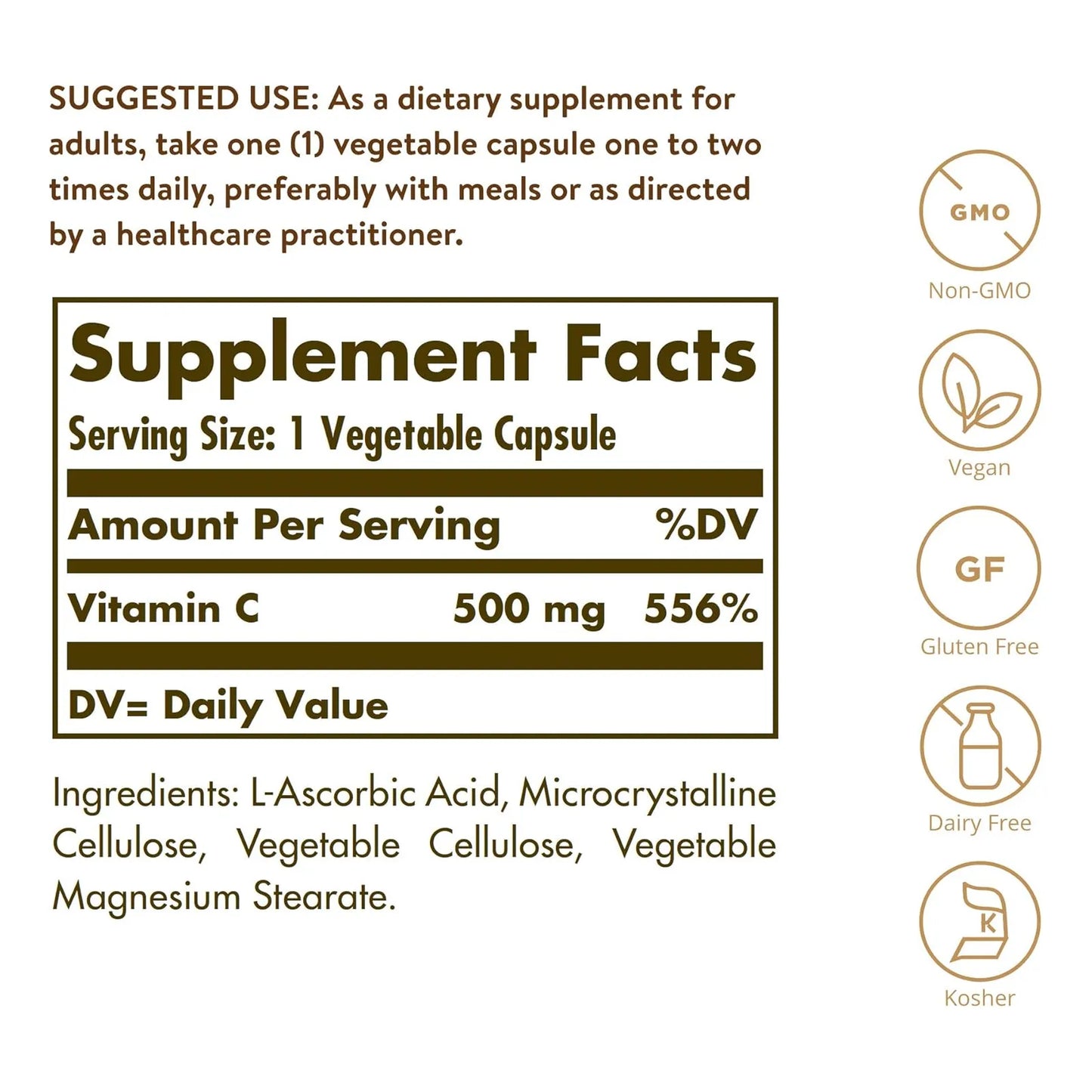 Vitamina C 500 Mg Solgar Antioxidante E Inmunologico 250 Capsulas Veganas