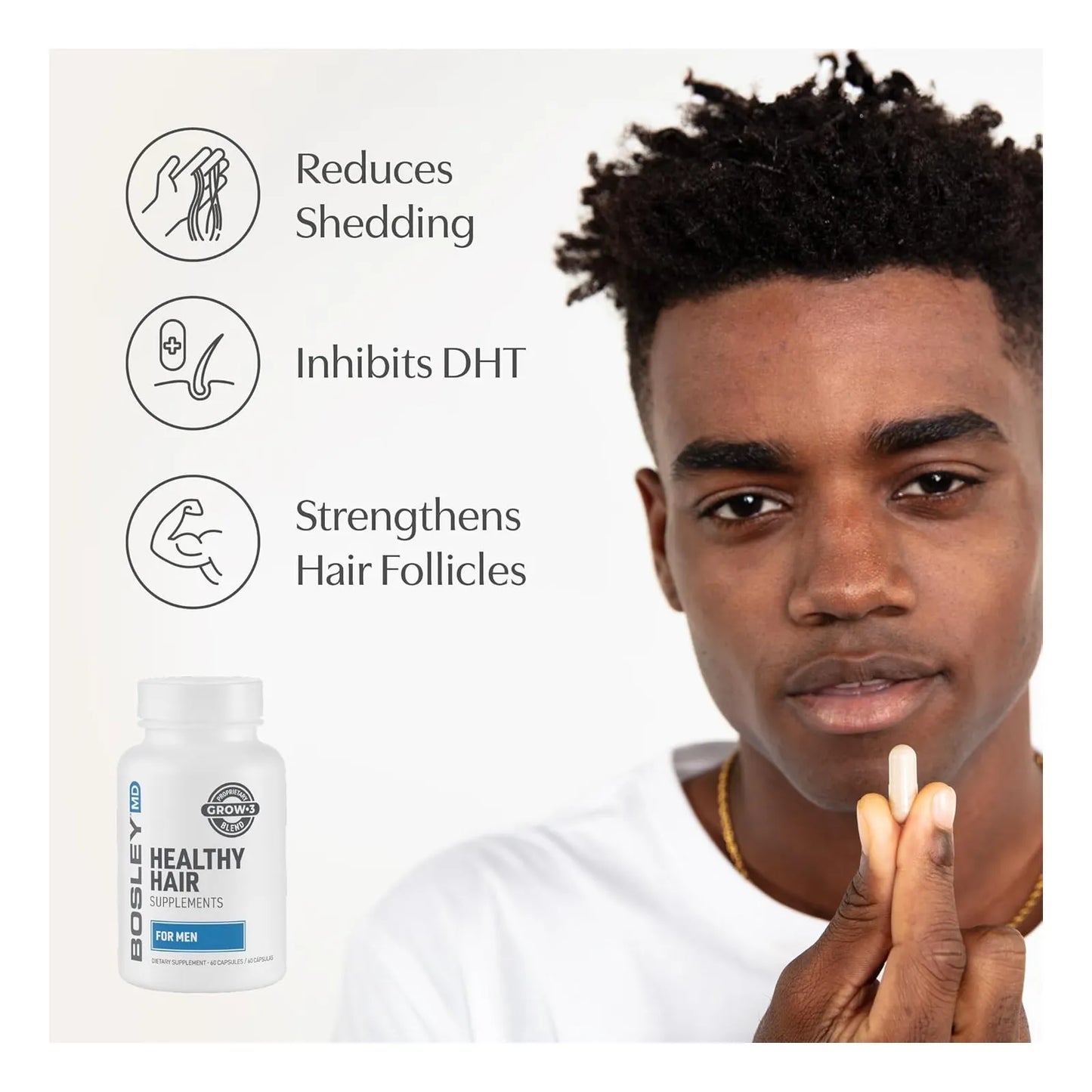 Suplemento Crecimiento Cabello Hombre Con Biotina Zinc Y Semillas De Calabaza Vegano