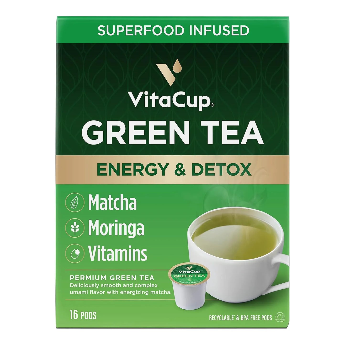 Capsulas De Te Energeticas VitaCup Para Enfoque Y Metabolismo Con Vitaminas