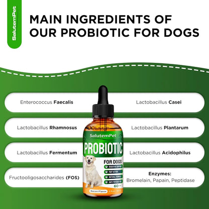 Probióticos Líquidos Para Perros Con Prebióticos Y Enzimas Digestivas 2 Onzas