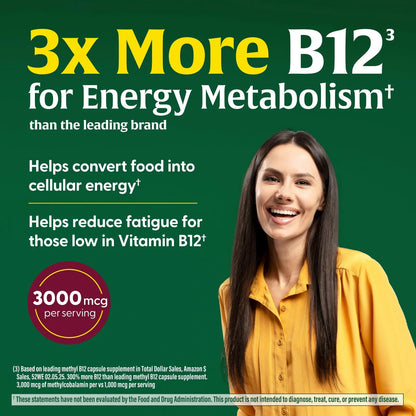 Vitamina B12 Metilo Extra Fuerte 90 Tabletas Energía Natural Vegano