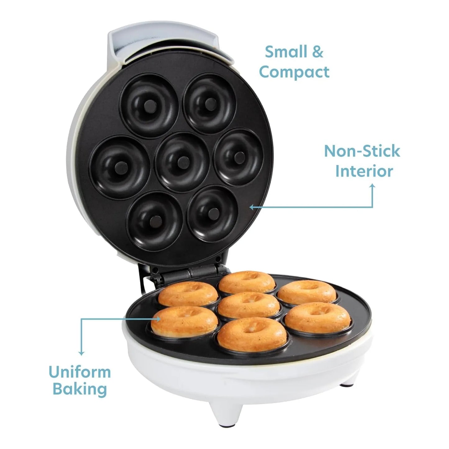 Mini Donut Maker Eléctrica Haz 7 Donas En Minutos Antiadherente Y Fácil Limpieza